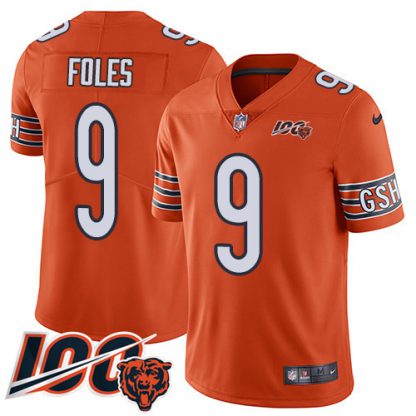 Nike Chicago Bears #9 Nick Foles Orange Men's Stitched NFL Limited Rush 100th Season Jersey