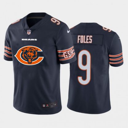 Chicago Chicago Bears #9 Nick Foles Navy Blue Men's Nike Big Team Logo Vapor Limited NFL Jersey
