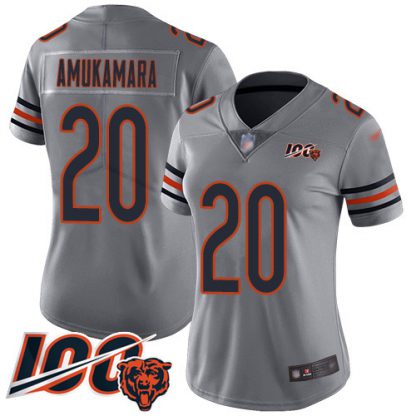 Nike Chicago Bears #20 Prince Amukamara Silver Women's Stitched NFL Limited Inverted Legend 100th Season Jersey