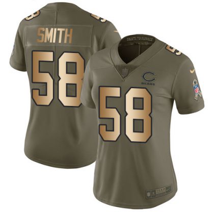 Nike Chicago Bears #58 Roquan Smith Olive/Gold Women's Stitched NFL Limited 2017 Salute to Service Jersey