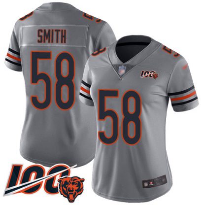 Nike Chicago Bears #58 Roquan Smith Silver Women's Stitched NFL Limited Inverted Legend 100th Season Jersey
