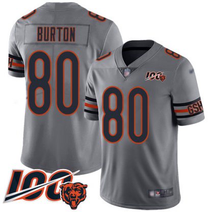 Nike Chicago Bears #80 Trey Burton Silver Youth Stitched NFL Limited Inverted Legend 100th Season Jersey