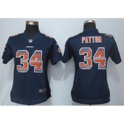 Nike Chicago Bears #34 Walter Payton Navy Blue Team Color Women's Stitched NFL Elite Strobe Jersey