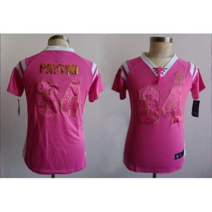 Nike Chicago Bears #34 Walter Payton Pink Women's Stitched NFL Elite Draft Him Shimmer Jersey