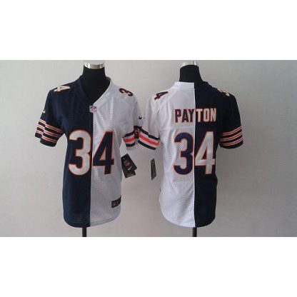 Nike Chicago Bears #34 Walter Payton Navy Blue/White Women's Stitched NFL Elite Split Jersey