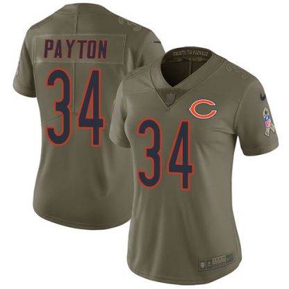 Nike Chicago Bears #34 Walter Payton Olive Women's Stitched NFL Limited 2017 Salute to Service Jersey
