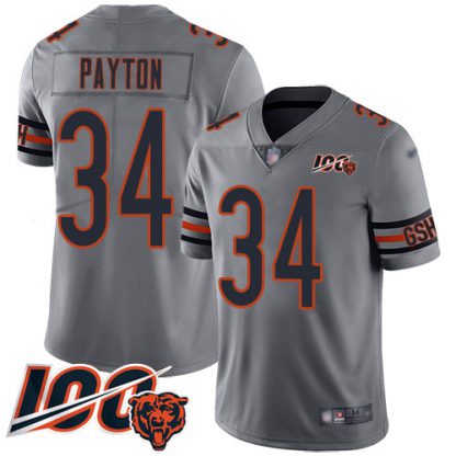 Nike Chicago Bears #34 Walter Payton Silver Youth Stitched NFL Limited Inverted Legend 100th Season Jersey