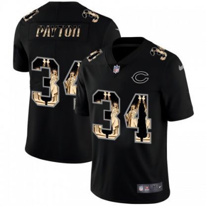 Chicago Chicago Bears #34 Walter Payton Carbon Black Vapor Statue Of Liberty Limited NFL Jersey