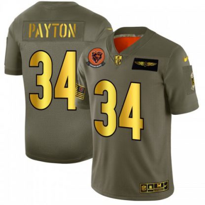Chicago Chicago Bears #34 Walter Payton NFL Men's Nike Olive Gold 2019 Salute to Service Limited Jersey