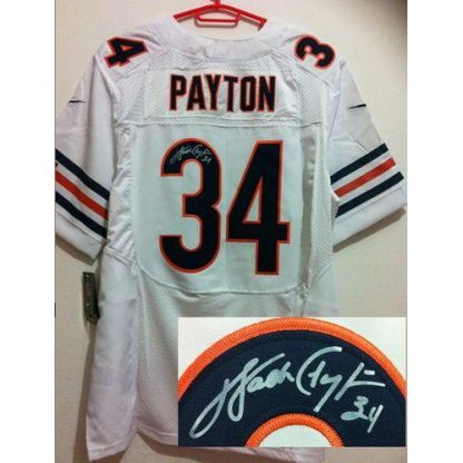 Nike Chicago Bears #34 Walter Payton White Men's Stitched NFL Elite Autographed Jersey