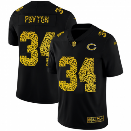 Chicago Chicago Bears #34 Walter Payton Men's Nike Leopard Print Fashion Vapor Limited NFL Jersey Black