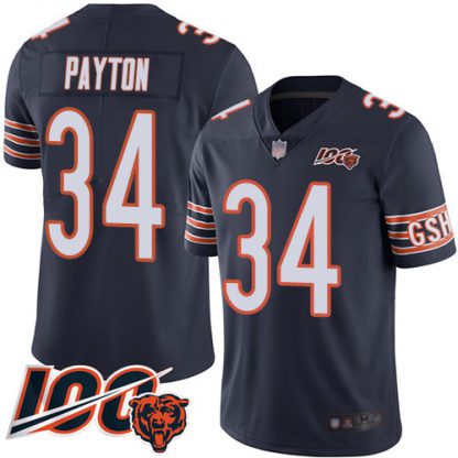 Nike Chicago Bears #34 Walter Payton Navy Blue Team Color Men's Stitched NFL 100th Season Vapor Limited Jersey