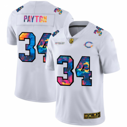 Chicago Chicago Bears #34 Walter Payton Men's White Nike Multi-Color 2020 NFL Crucial Catch Limited NFL Jersey