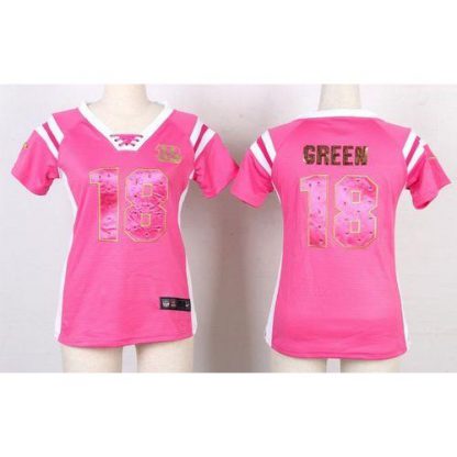 Nike Cincinnati Bengals #18 A.J. Green Pink Women's Stitched NFL Elite Draft Him Shimmer Jersey