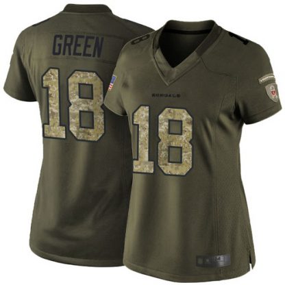 Nike Cincinnati Bengals #18 A.J. Green Green Women's Stitched NFL Limited 2015 Salute to Service Jersey
