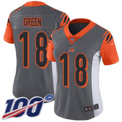 Nike Cincinnati Bengals #18 A.J. Green Silver Women's Stitched NFL Limited Inverted Legend 100th Season Jersey