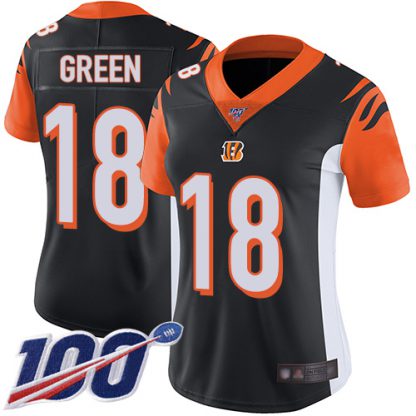 Nike Cincinnati Bengals #18 A.J. Green Black Team Color Women's Stitched NFL 100th Season Vapor Limited Jersey