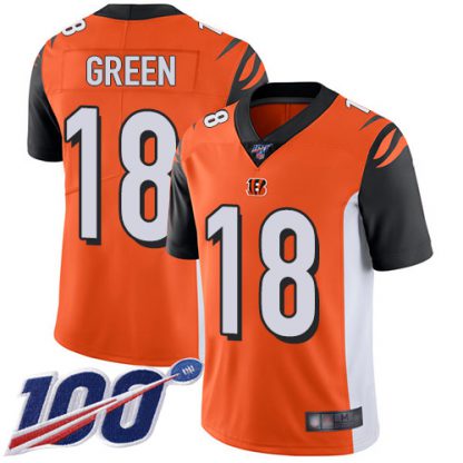 Nike Cincinnati Bengals #18 A.J. Green Orange Alternate Youth Stitched NFL 100th Season Vapor Limited Jersey
