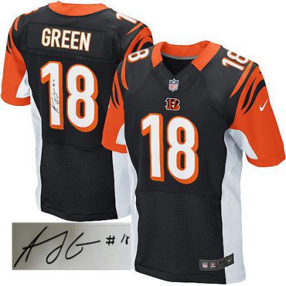 Nike Cincinnati Bengals #18 A.J. Green Black Team Color Men's Stitched NFL Elite Autographed Jersey
