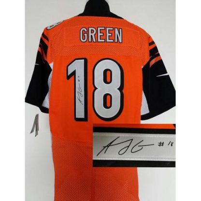 Nike Cincinnati Bengals #18 A.J. Green Orange Alternate Men's Stitched NFL Elite Autographed Jersey