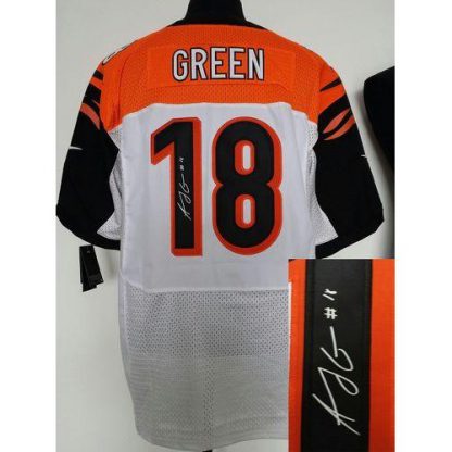 Nike Cincinnati Bengals #18 A.J. Green White Men's Stitched NFL Elite Autographed Jersey