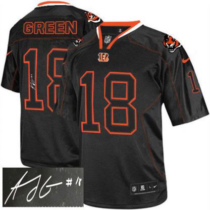Nike Cincinnati Bengals #18 A.J. Green Lights Out Black Men's Stitched NFL Elite Autographed Jersey