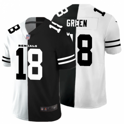 Cincinnati Cincinnati Bengals #18 A.J. Green Men's Black V White Peace Split Nike Vapor Untouchable Limited NFL Jersey