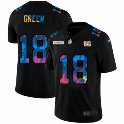Cincinnati Cincinnati Bengals #18 A.J. Green Men's Nike Multi-Color Black 2020 NFL Crucial Catch Vapor Untouchable Limited Jersey