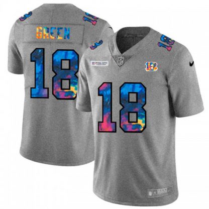 Cincinnati Cincinnati Bengals #18 A.J. Green Men's Nike Multi-Color 2020 NFL Crucial Catch NFL Jersey Greyheather