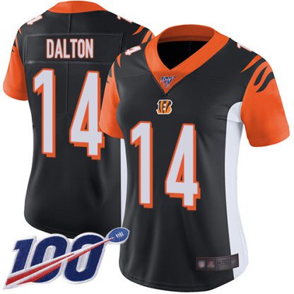 Nike Cincinnati Bengals #14 Andy Dalton Black Team Color Women's Stitched NFL 100th Season Vapor Limited Jersey