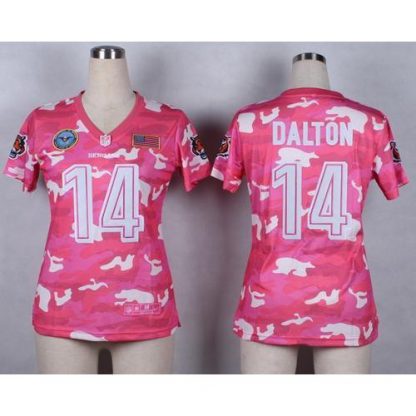Nike Cincinnati Bengals #14 Andy Dalton Pink Women's Stitched NFL Elite Camo Fashion Jersey