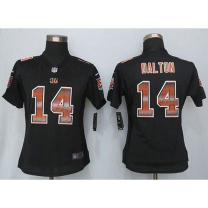 Nike Cincinnati Bengals #14 Andy Dalton Black Team Color Women's Stitched NFL Elite Strobe Jersey