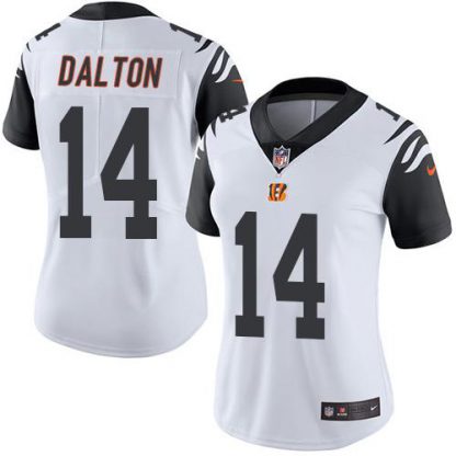 Nike Cincinnati Bengals #14 Andy Dalton White Women's Stitched NFL Limited Rush Jersey