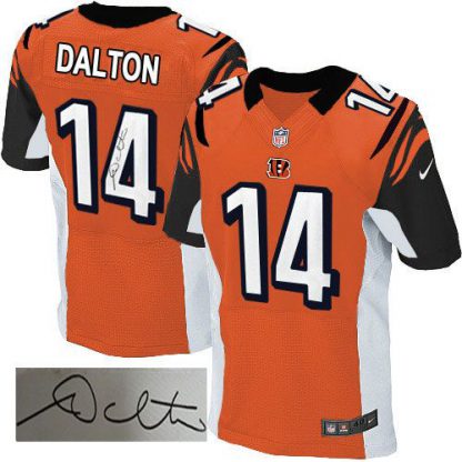 Nike Cincinnati Bengals #14 Andy Dalton Orange Alternate Men's Stitched NFL Elite Autographed Jersey
