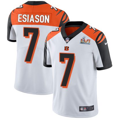Nike Cincinnati Bengals #7 Boomer Esiason White Super Bowl LVI Patch Youth Stitched NFL Vapor Untouchable Limited Jersey