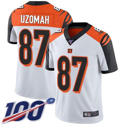 Nike Cincinnati Bengals #87 C.J. Uzomah White Youth Stitched NFL 100th Season Vapor Limited Jersey