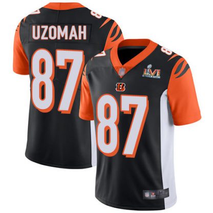 Nike Cincinnati Bengals #87 C.J. Uzomah Black Team Color Super Bowl LVI Patch Men's Stitched NFL Vapor Untouchable Limited Jersey