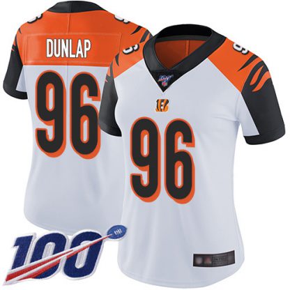 Nike Cincinnati Bengals #96 Carlos Dunlap White Women's Stitched NFL 100th Season Vapor Limited Jersey