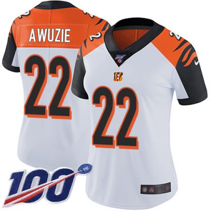 Nike Cincinnati Bengals #22 Chidobe Awuzie White Women's Stitched NFL 100th Season Vapor Untouchable Limited Jersey