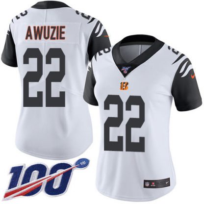 Nike Cincinnati Bengals #22 Chidobe Awuzie White Women's Stitched NFL Limited Rush 100th Season Jersey
