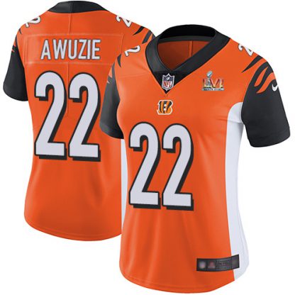 Nike Cincinnati Bengals #22 Chidobe Awuzie Orange Alternate Super Bowl LVI Patch Women's Stitched NFL Vapor Untouchable Limited Jersey