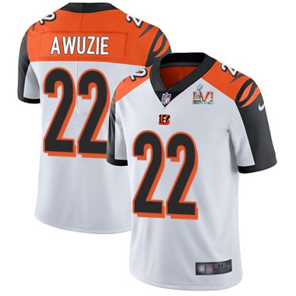 Nike Cincinnati Bengals #22 Chidobe Awuzie White Super Bowl LVI Patch Men's Stitched NFL Vapor Untouchable Limited Jersey