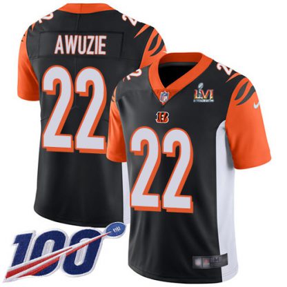 Nike Cincinnati Bengals #22 Chidobe Awuzie Black Team Color Super Bowl LVI Patch Men's Stitched NFL 100th Season Vapor Untouchable Limited Jersey