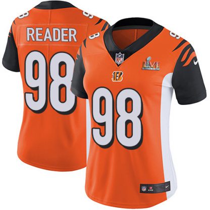 Nike Cincinnati Bengals #98 D.J. Reader Orange Alternate Super Bowl LVI Patch Women's Stitched NFL Vapor Untouchable Limited Jersey