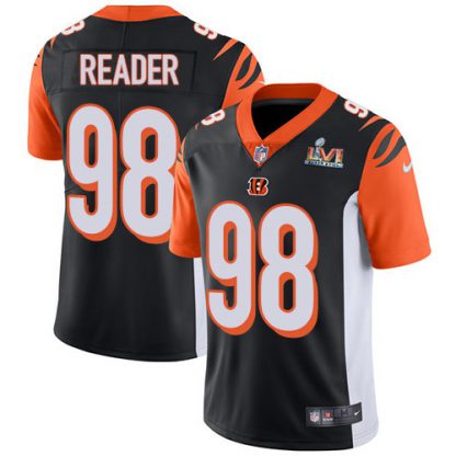 Nike Cincinnati Bengals #98 D.J. Reader Black Team Color Super Bowl LVI Patch Men's Stitched NFL Vapor Untouchable Limited Jersey