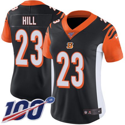 Nike Cincinnati Bengals #23 Daxton Hill Black Team Color Women's Stitched NFL 100th Season Vapor Untouchable Limited Jersey