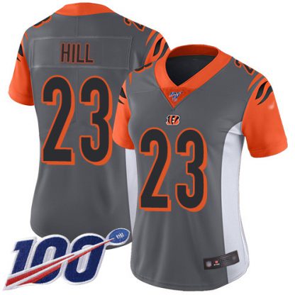 Nike Cincinnati Bengals #23 Daxton Hill Silver Women's Stitched NFL Limited Inverted Legend 100th Season Jersey