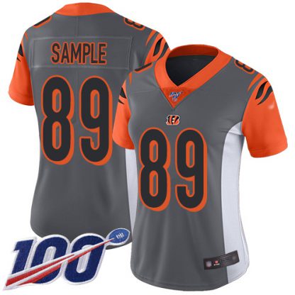 Nike Cincinnati Bengals #89 Drew Sample Silver Women's Stitched NFL Limited Inverted Legend 100th Season Jersey
