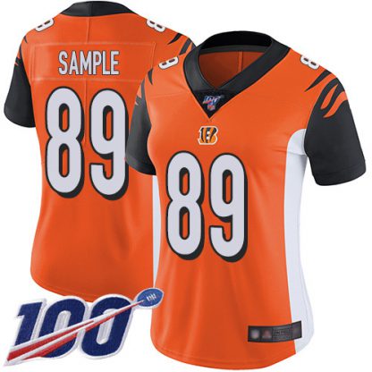 Nike Cincinnati Bengals #89 Drew Sample Orange Alternate Women's Stitched NFL 100th Season Vapor Limited Jersey