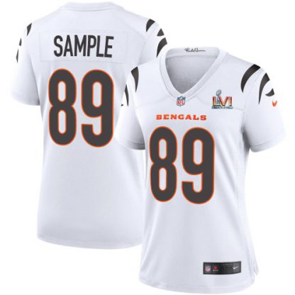 Cincinnati Cincinnati Bengals #89 Drew Sample White Super Bowl LVI Patch Nike Women's Game Jersey